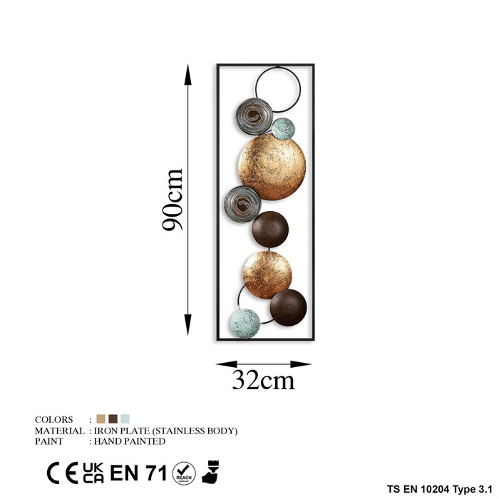 Wallity Textured - 7 Accesorio Decorativo de Pared de Metal Multicolor Wallity Textured - 7 Accesorio Decorativo de Pared de Metal Multicolor